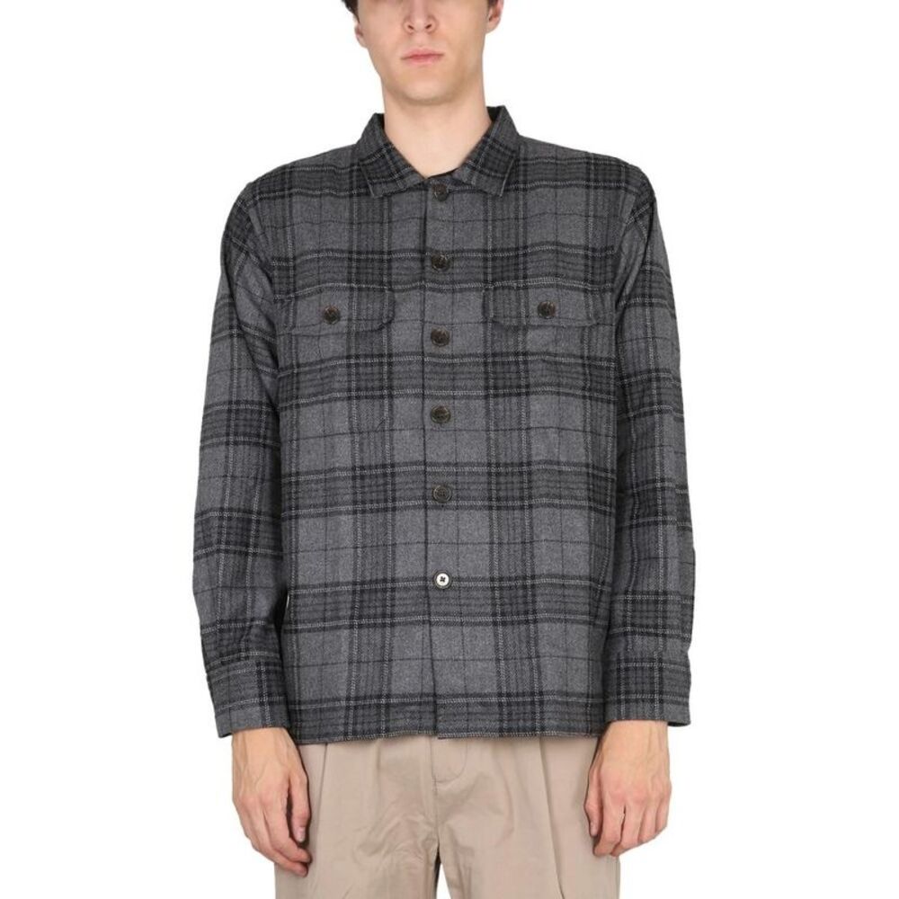 UNIVERSAL WORKS Plaid Wool Shirt Jacket Men GREY Shirts